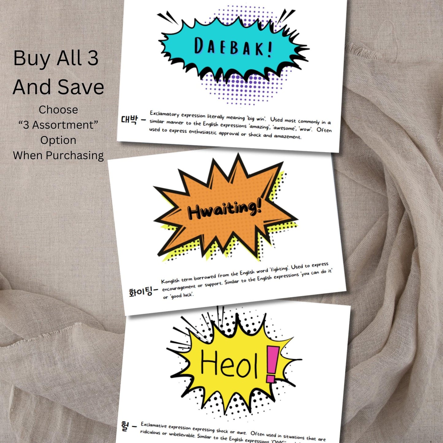 Hwaiting Korean Encouragement Card: Motivational Kpop Kdrama Stationery - JuzBecuzStationery