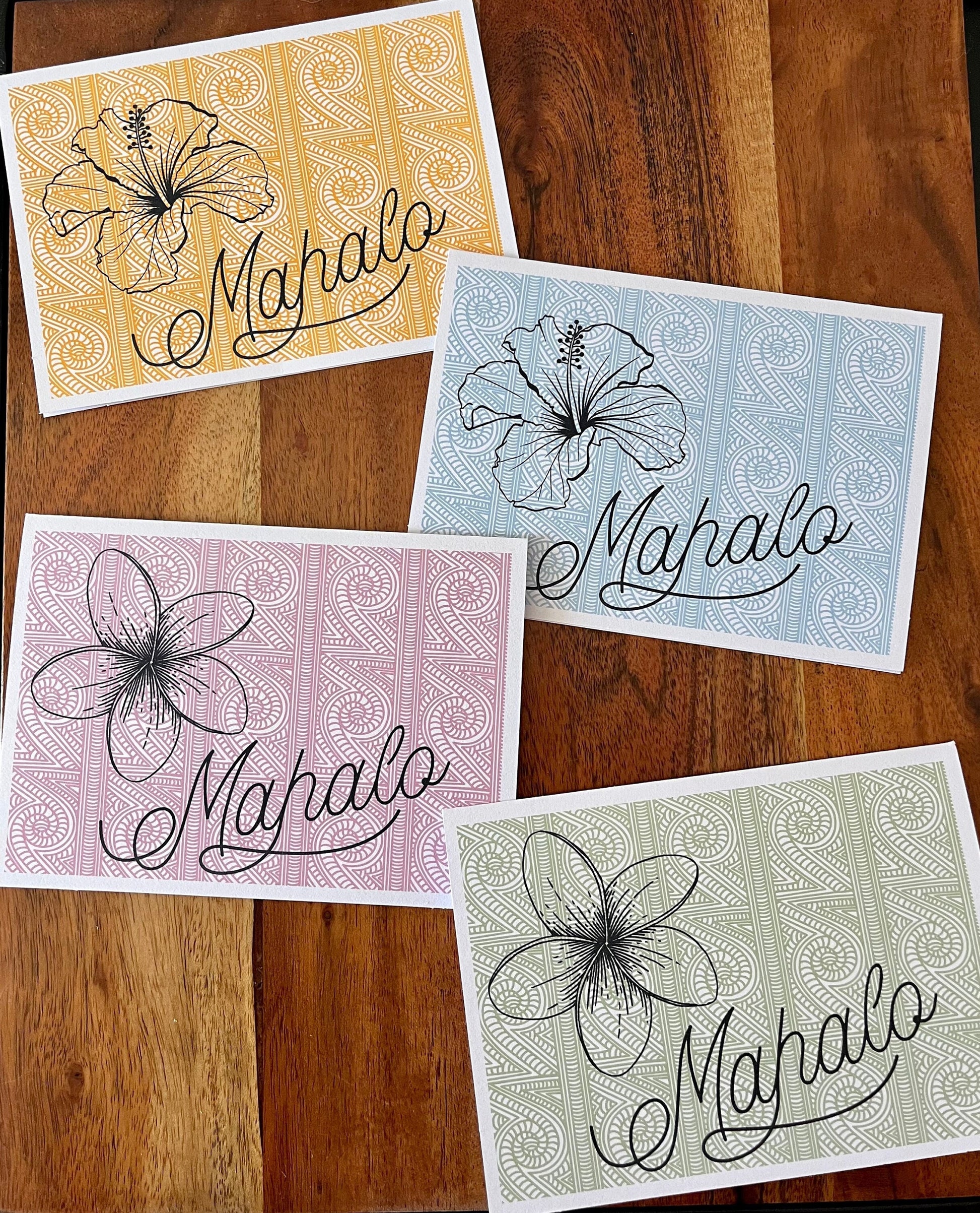 Hawaiian Mahalo Thank You Notecard Set: Tropical Gratitude Stationery