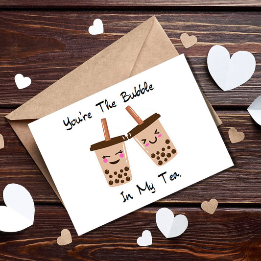 Adorable Bubble Tea Card: Kawaii Boba Anniversary, Friendship Card