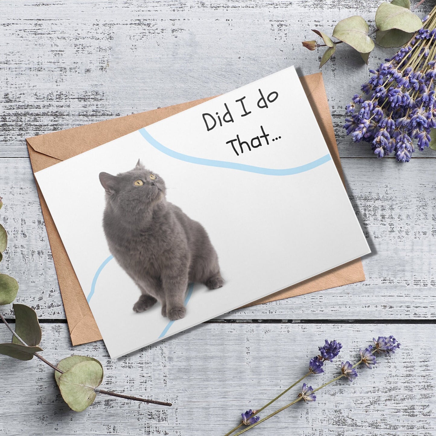 Sweet Cat Apology Card: 'Did I Do That?' Funny Pet Lover Note