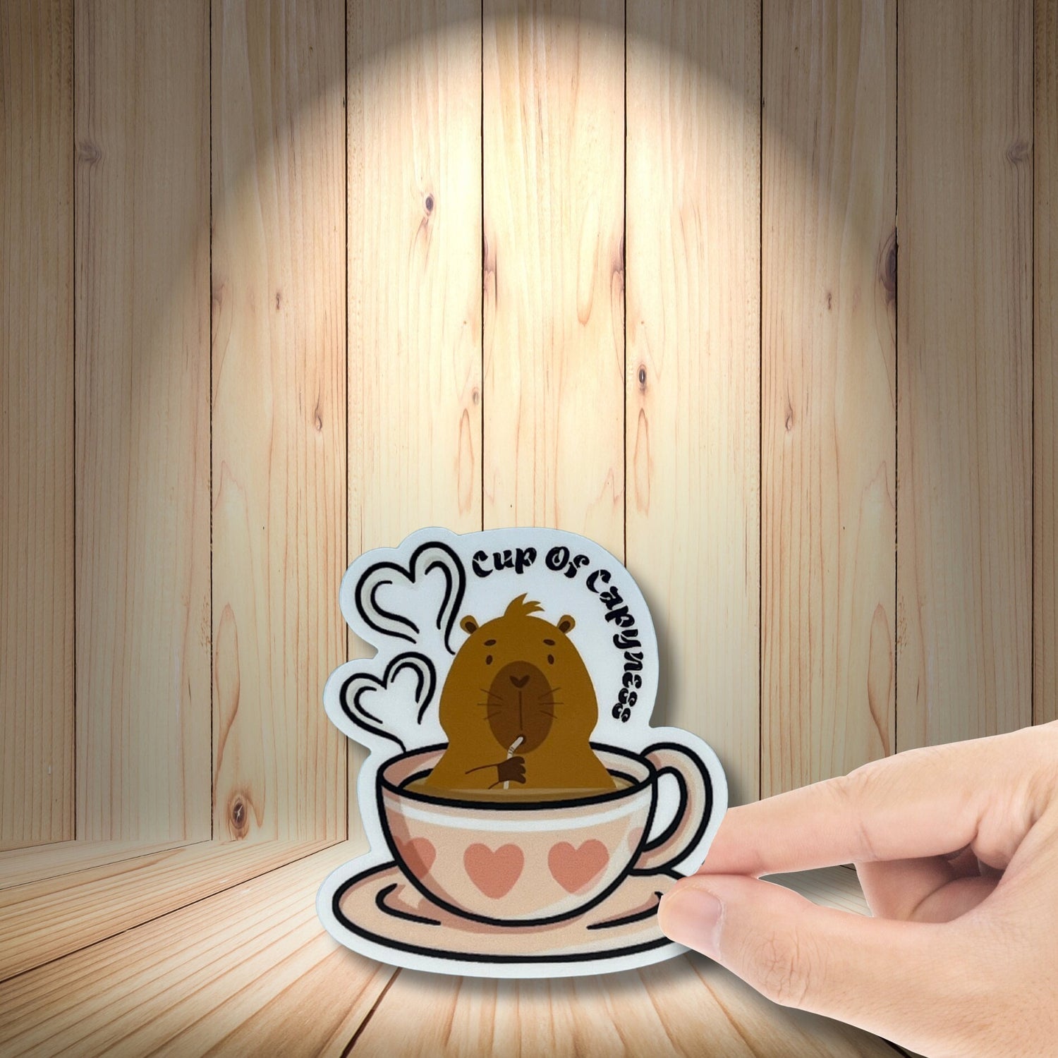 Cup of Capy-ness Capybara Sticker – Cute Coffee Tea Vinyl Decal for Laptop, Water Bottle, Journal – Kawaii Capybara Lover Gift