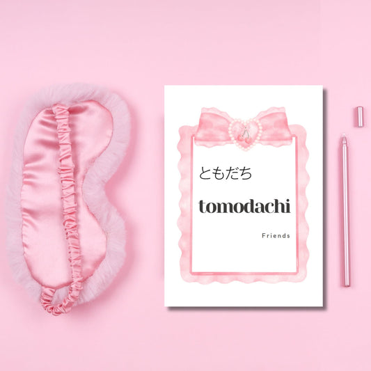 Japanese Friendship Card, Pink Kawaii Card, Coquette Bows Stationery, Japanese Tomodachi Card, Card For Anime Fan, Japanese Gift For Her, - JuzBecuzStationery