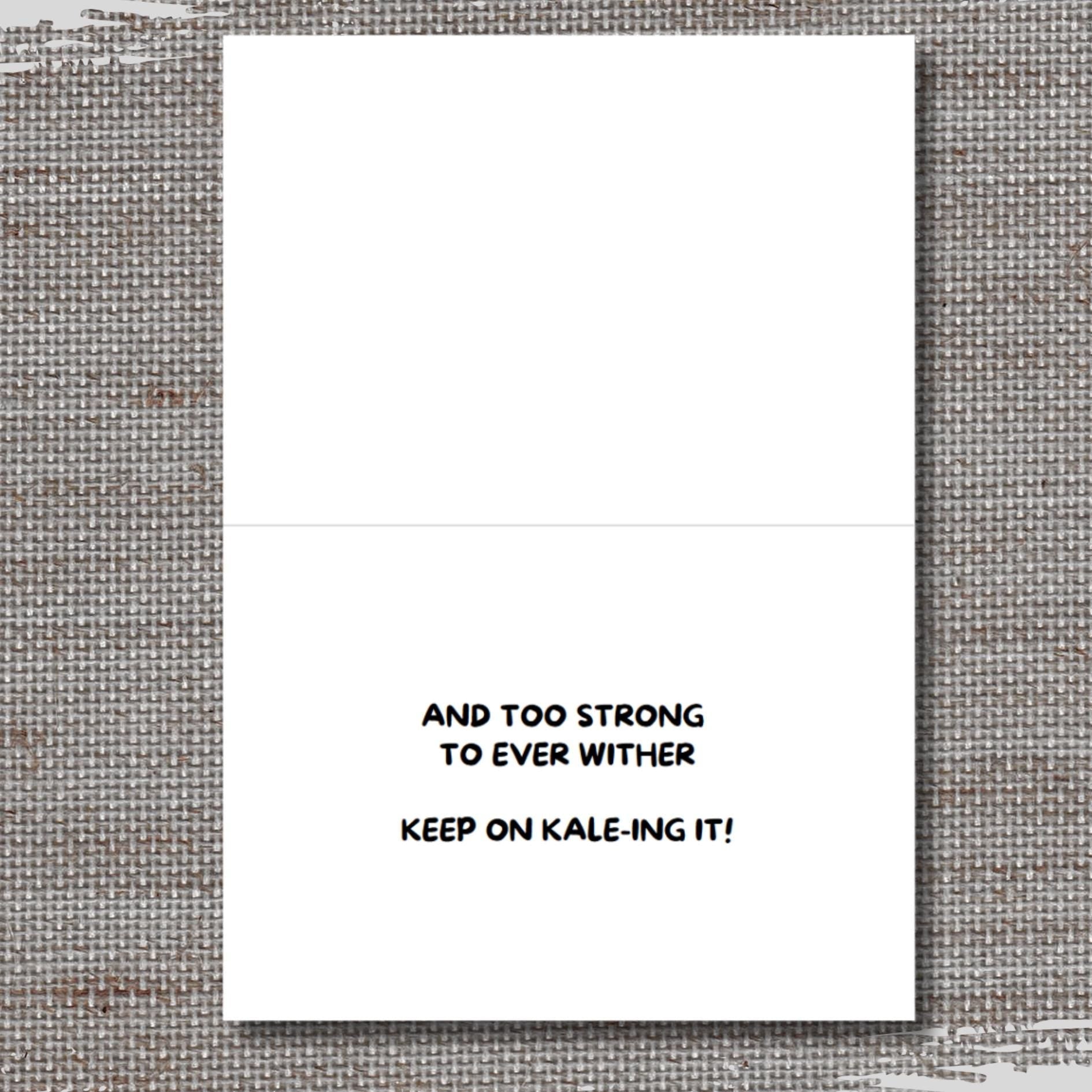 Kale Superhero Encouragement Card, Punny Unbeleafable Kaleing It Card, Vegan Inspired Motivational Card, Uplifting Friendship Note Card - JuzBecuzStationery