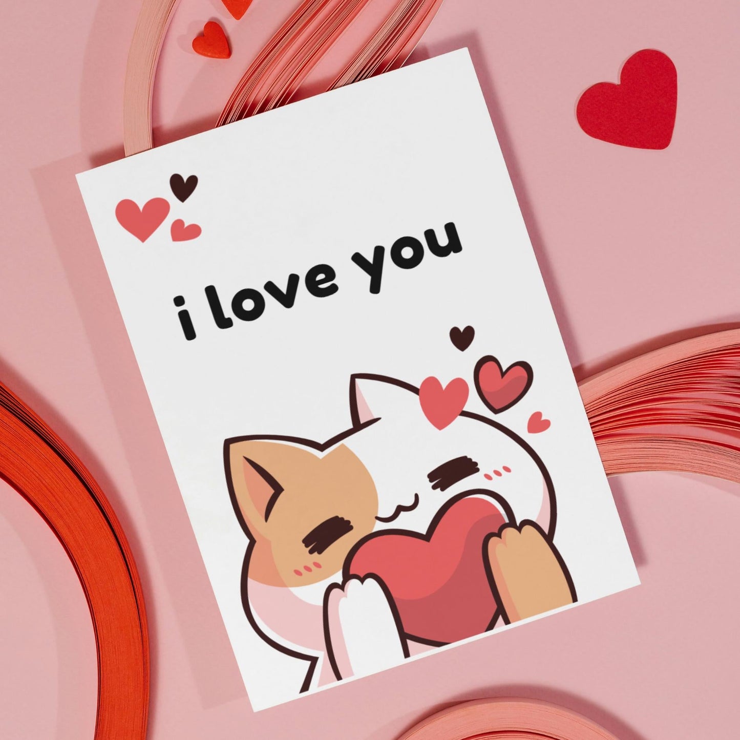 Kawaii Cat Love You Card: Punny Anniversary Card - JuzBecuzStationery