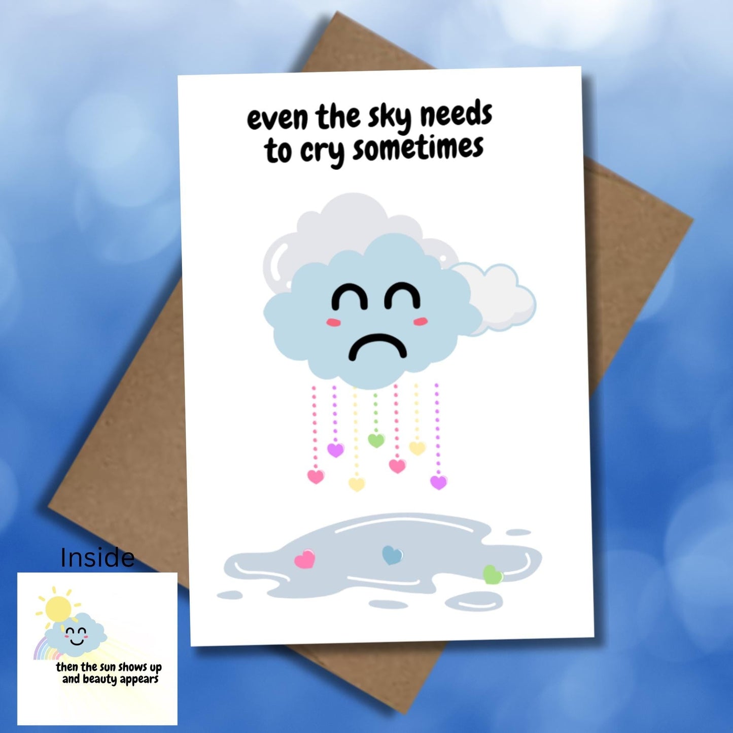 Kawaii Cloud Encouragement Card: Mental Health Support, Thinking of You - JuzBecuzStationery