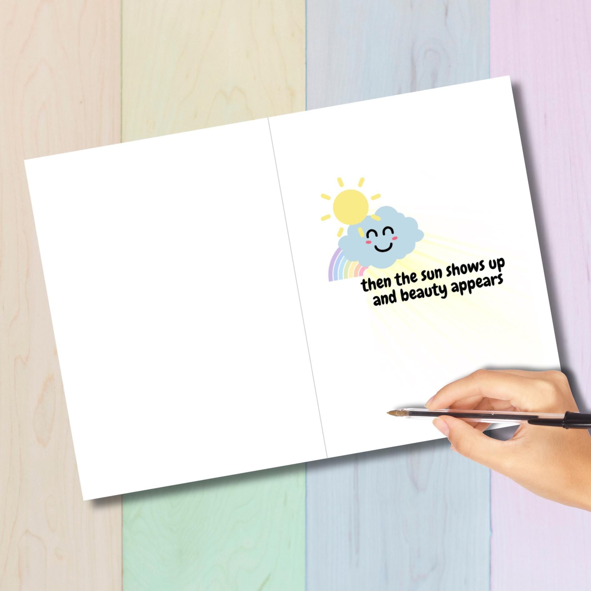 Kawaii Cloud Encouragement Card: Mental Health Support, Thinking of You - JuzBecuzStationery