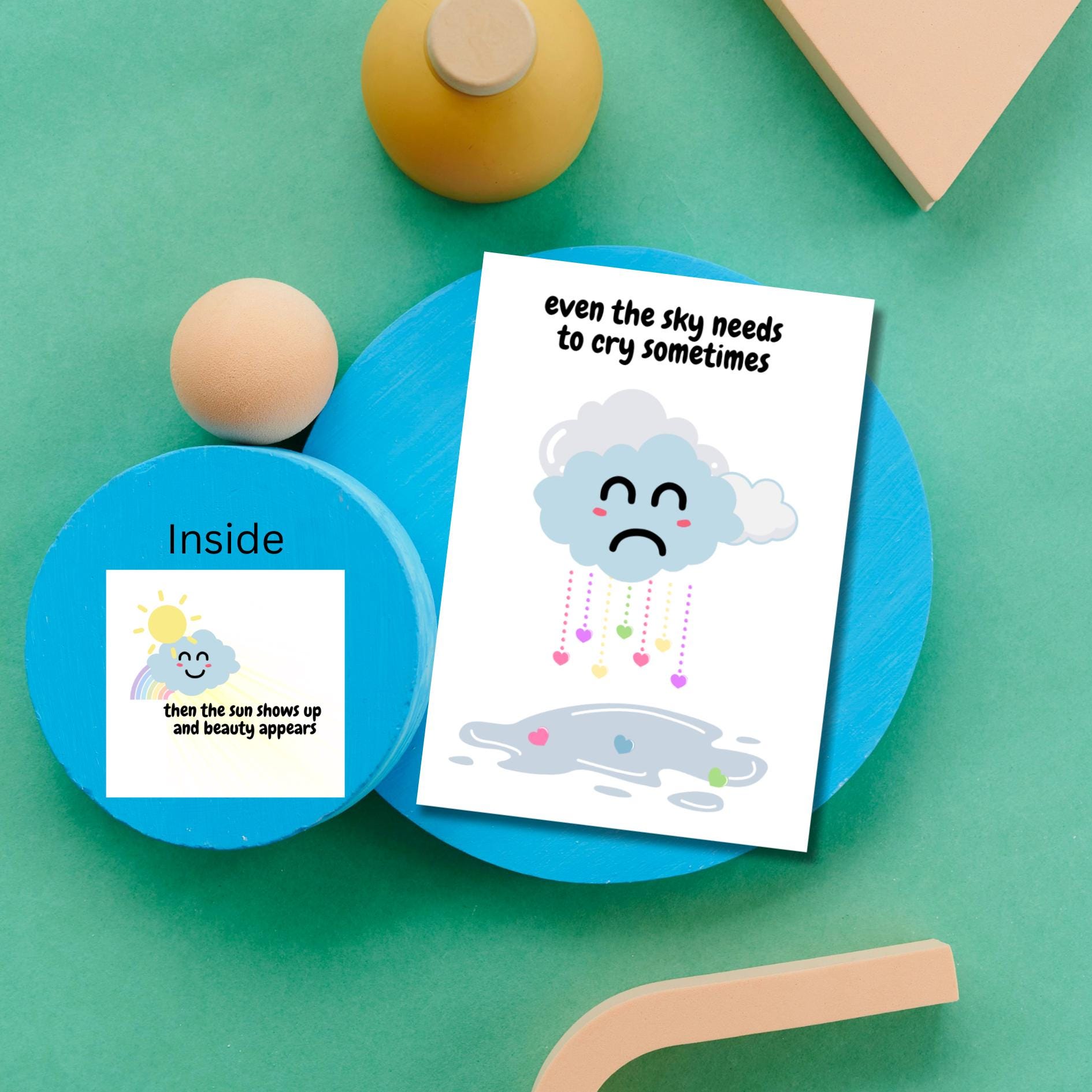 Kawaii Cloud Encouragement Card: Mental Health Support, Thinking of You - JuzBecuzStationery