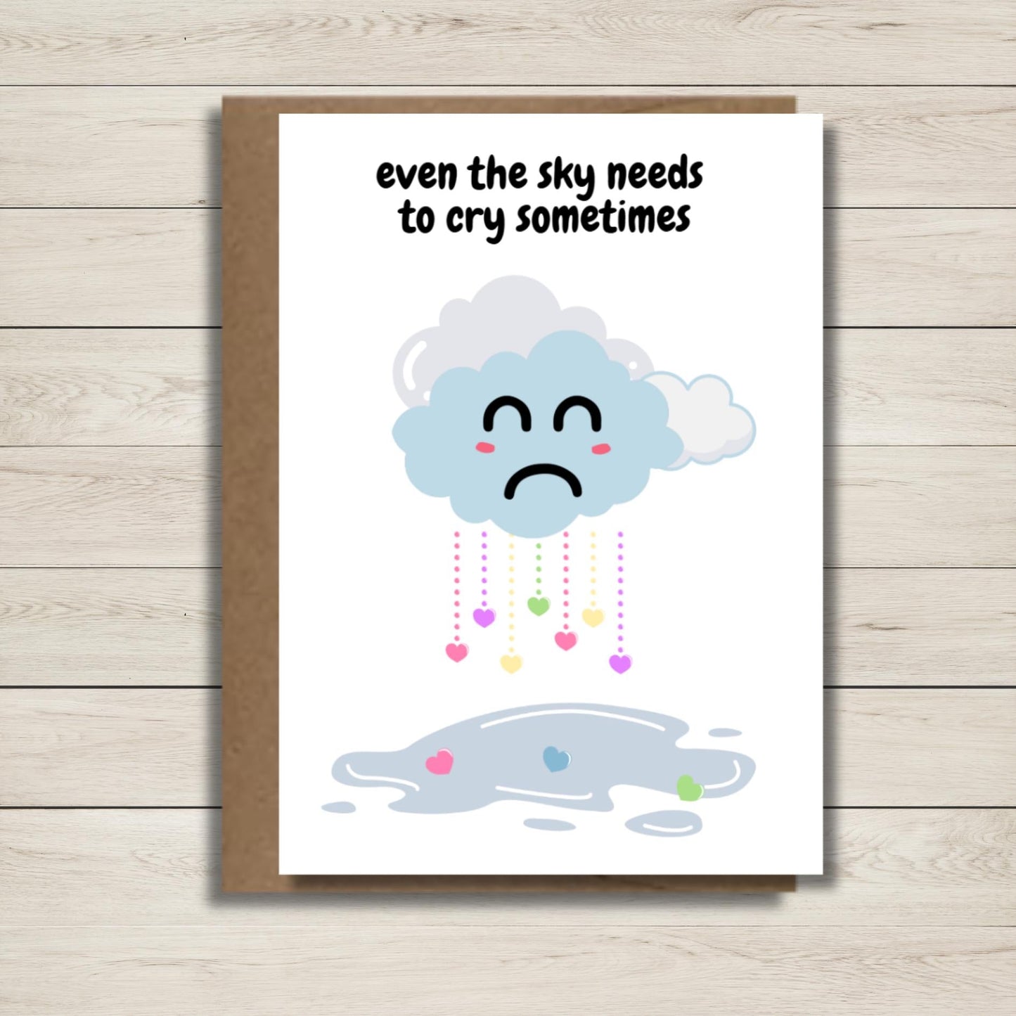 Kawaii Cloud Encouragement Card: Mental Health Support, Thinking of You - JuzBecuzStationery