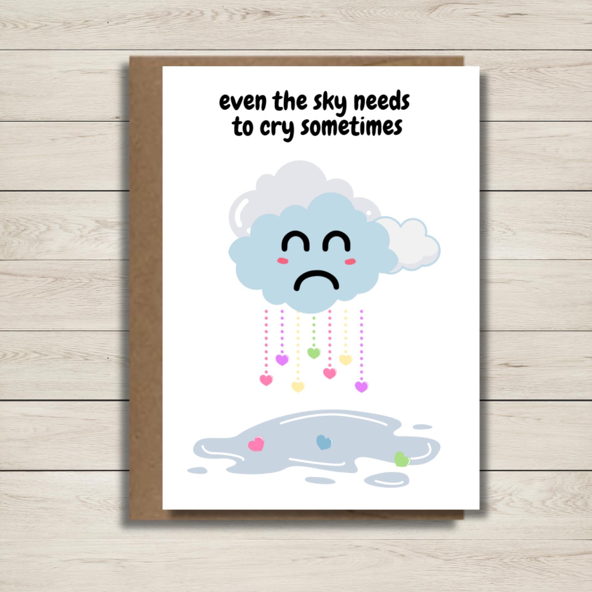 Kawaii Cloud Encouragement Card: Mental Health Support, Thinking of You - JuzBecuzStationery