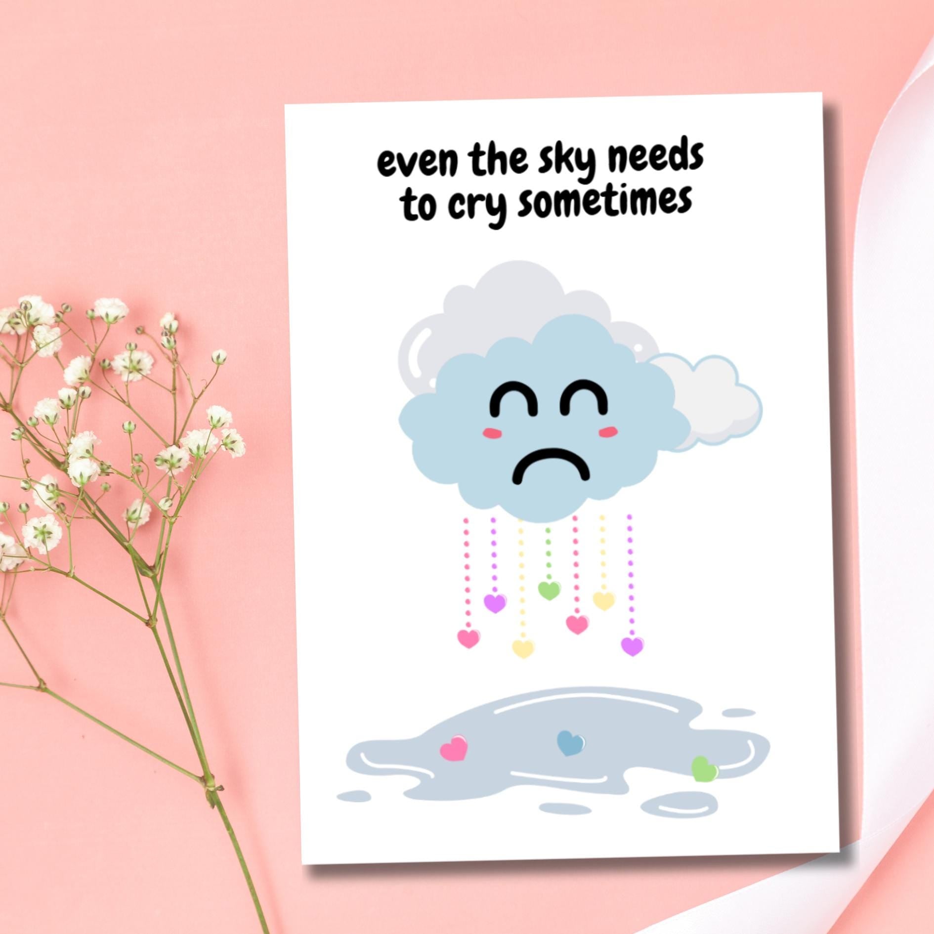 Kawaii Cloud Encouragement Card: Mental Health Support, Thinking of You - JuzBecuzStationery
