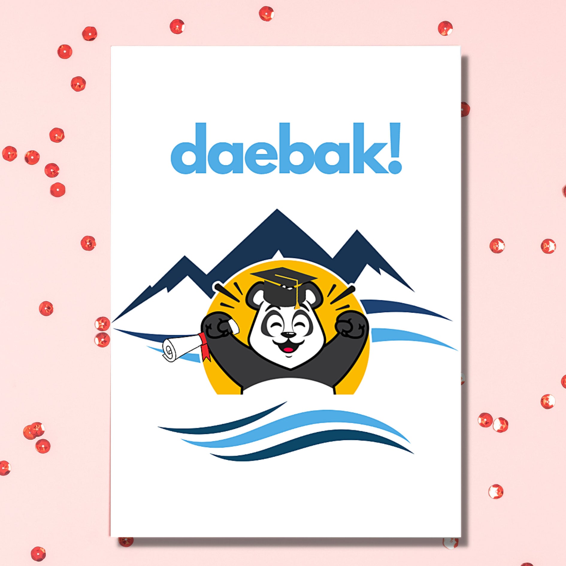 Korean Daebak Graduation Card, Kawaii Panda High School Graduation Card, College Graduation Card for Kdrama Addict, Congratulations Card - JuzBecuzStationery