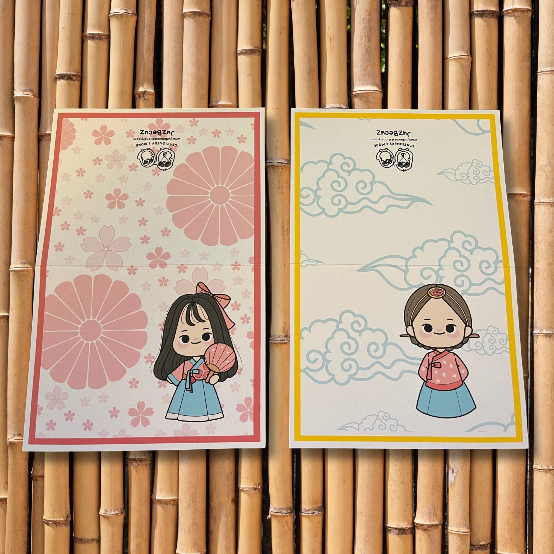 Korean Hanbok Girl Note Card Set: Kawaii K - Drama Stationery - JuzBecuzStationery