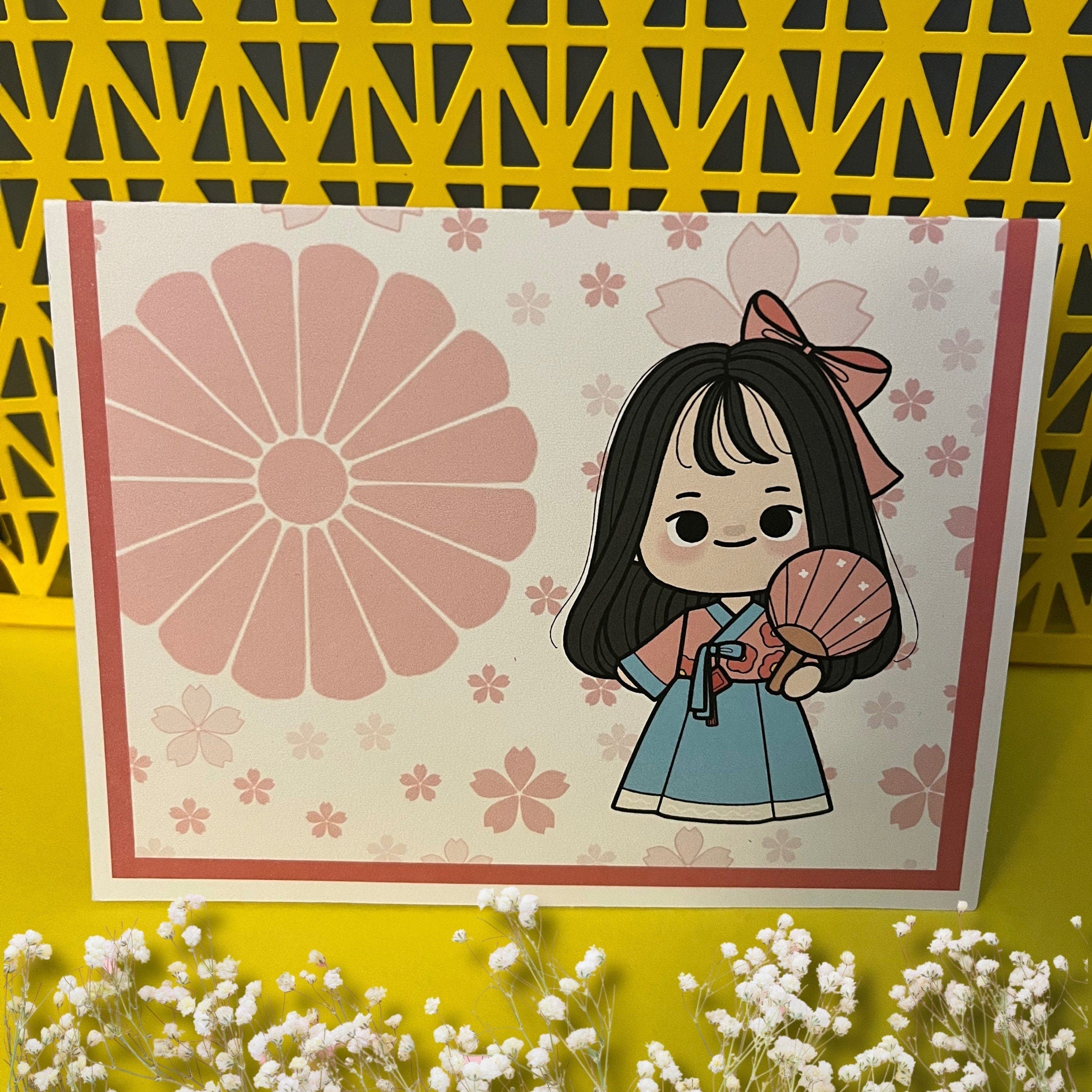 Korean Hanbok Girl Note Card Set: Kawaii K - Drama Stationery - JuzBecuzStationery