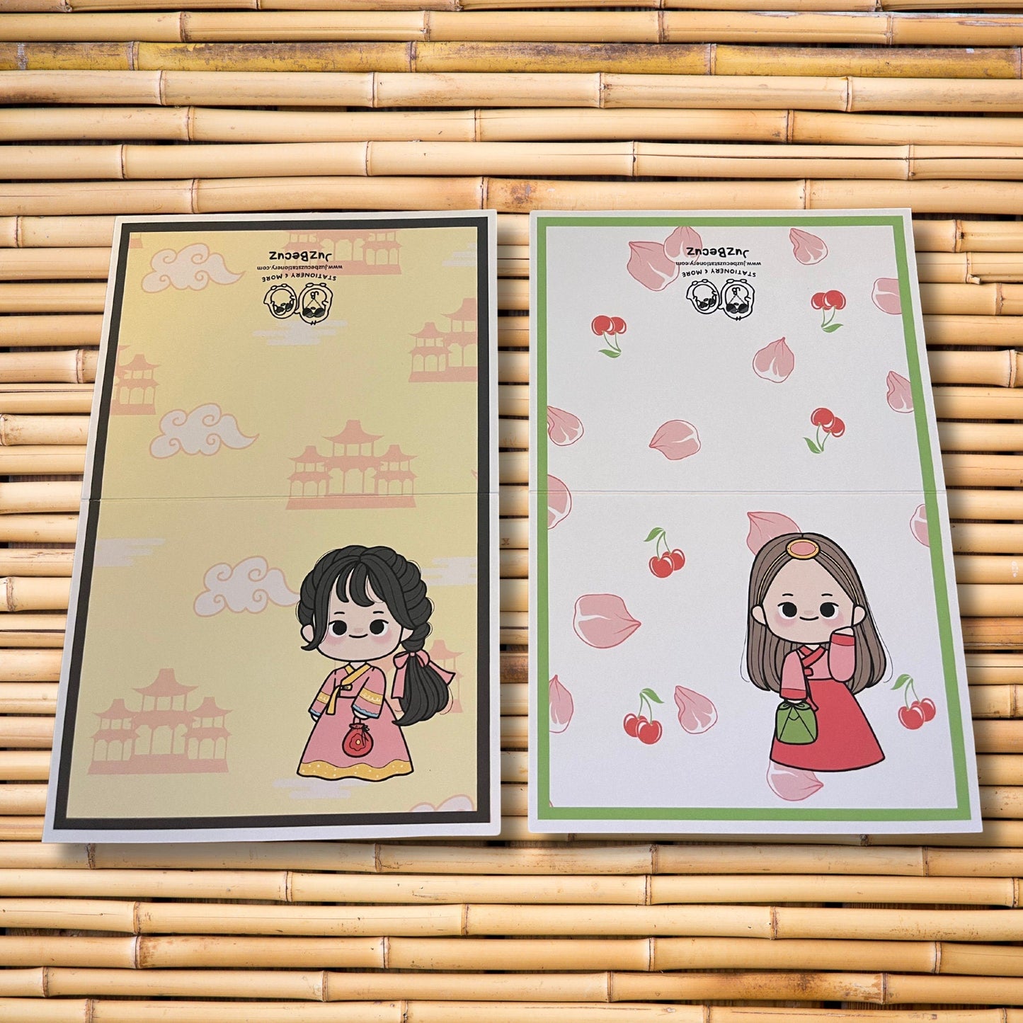 Korean Hanbok Girl Note Card Set: Kawaii K - Drama Stationery - JuzBecuzStationery