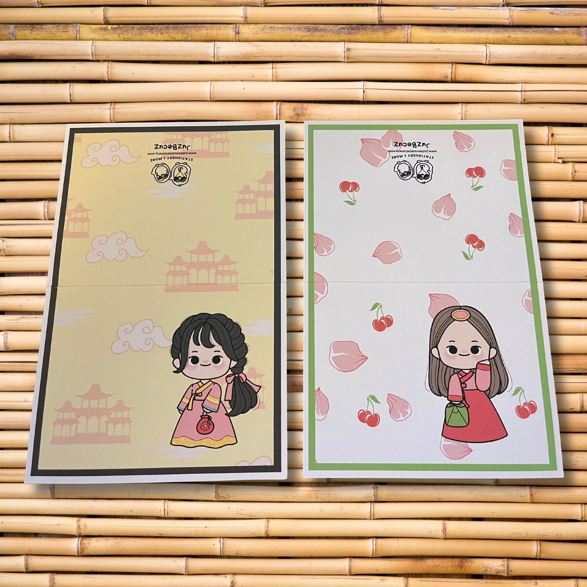 Korean Hanbok Girl Note Card Set: Kawaii K - Drama Stationery - JuzBecuzStationery
