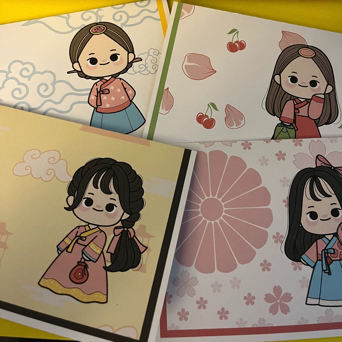 Korean Hanbok Girl Note Card Set: Kawaii K - Drama Stationery - JuzBecuzStationery