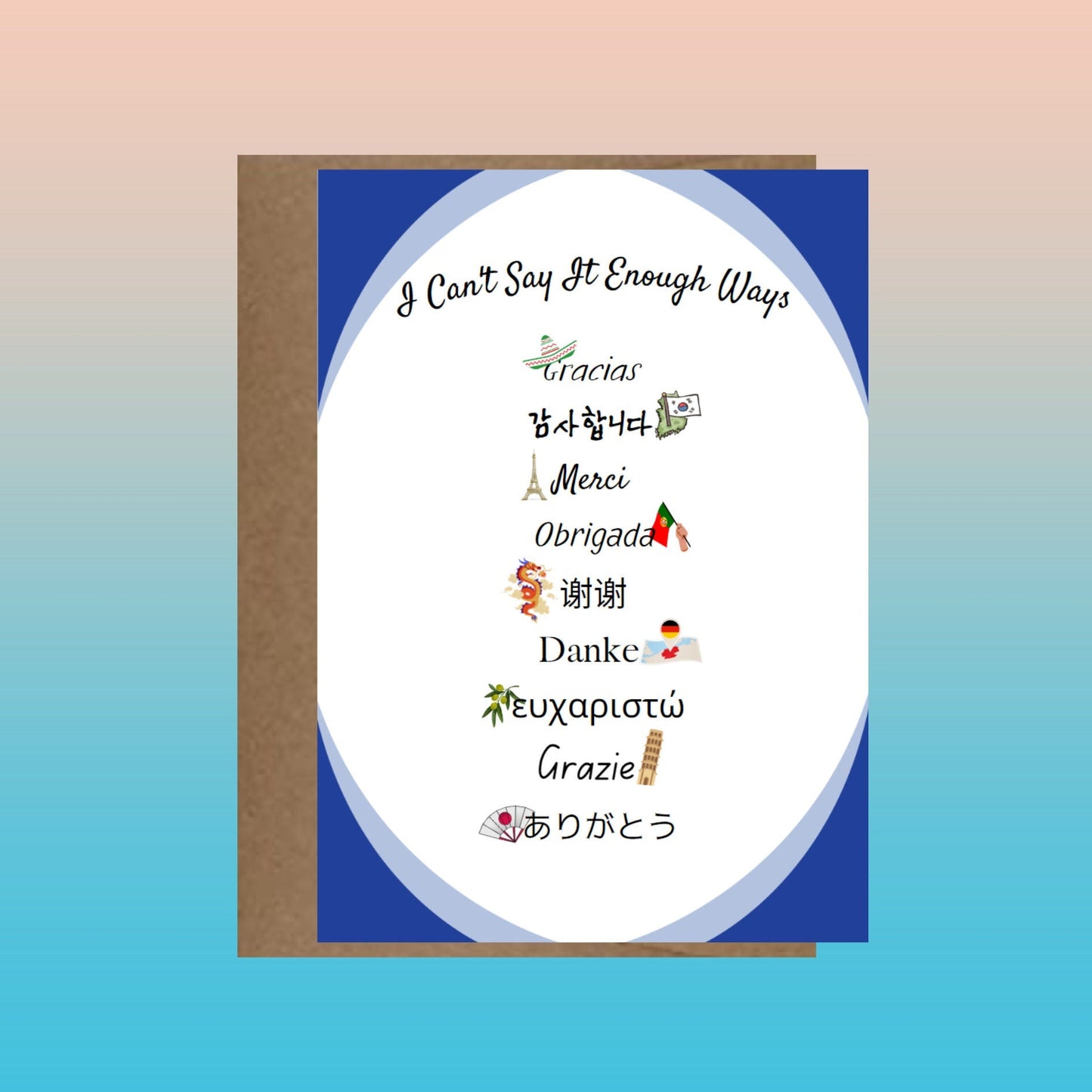 Multi - Language Thank You Card: International Gratitude - JuzBecuzStationery