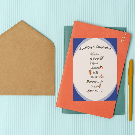Multilingual Thank You Card, Global Gratitude Note, International Appreciation Card, Multi - Cultural Stationery, Around The World Thank You - JuzBecuzStationery