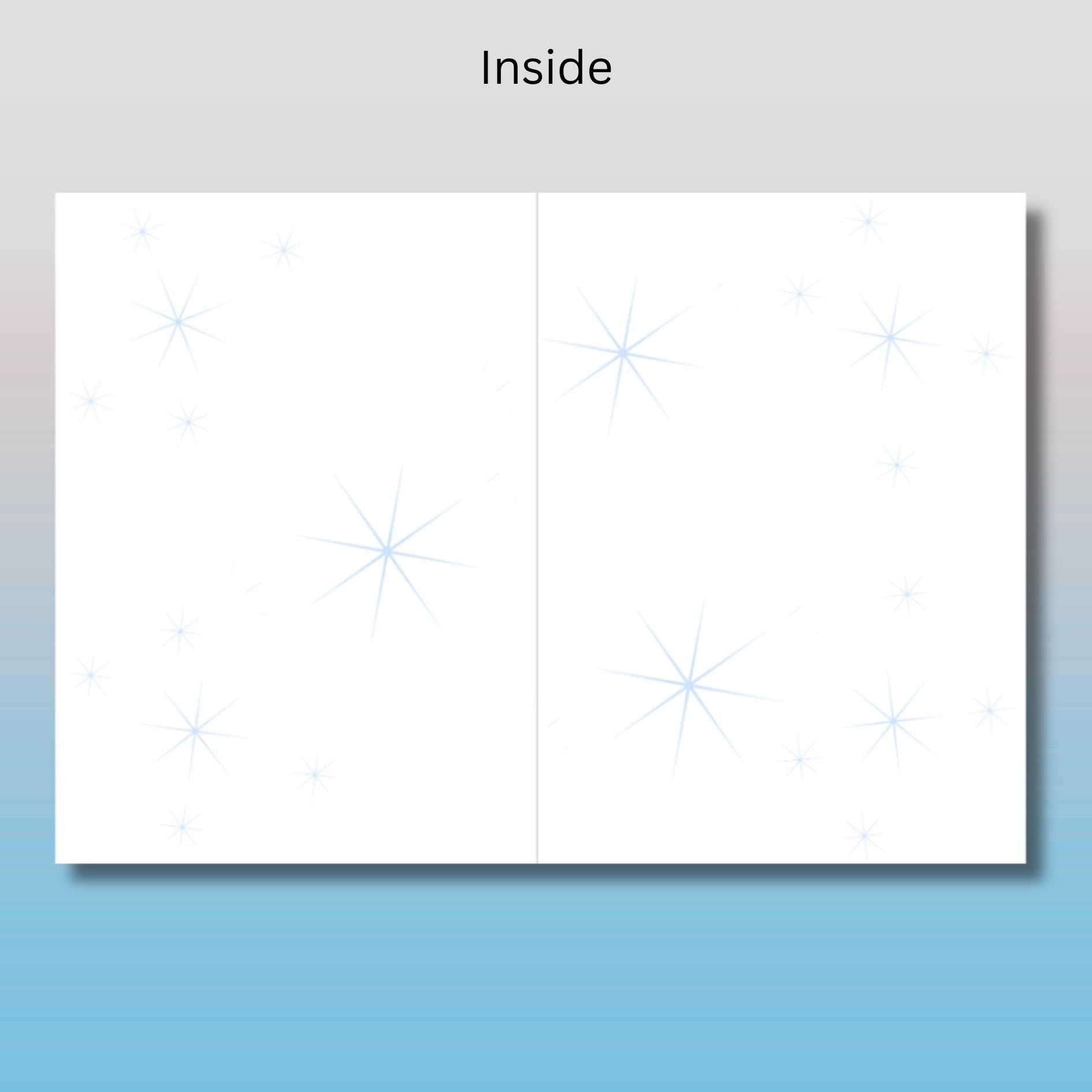 Snowflake Winter Greeting Card: Coquette Style Blue Bow Card, Seasonal Thinking Of You Card - JuzBecuzStationery