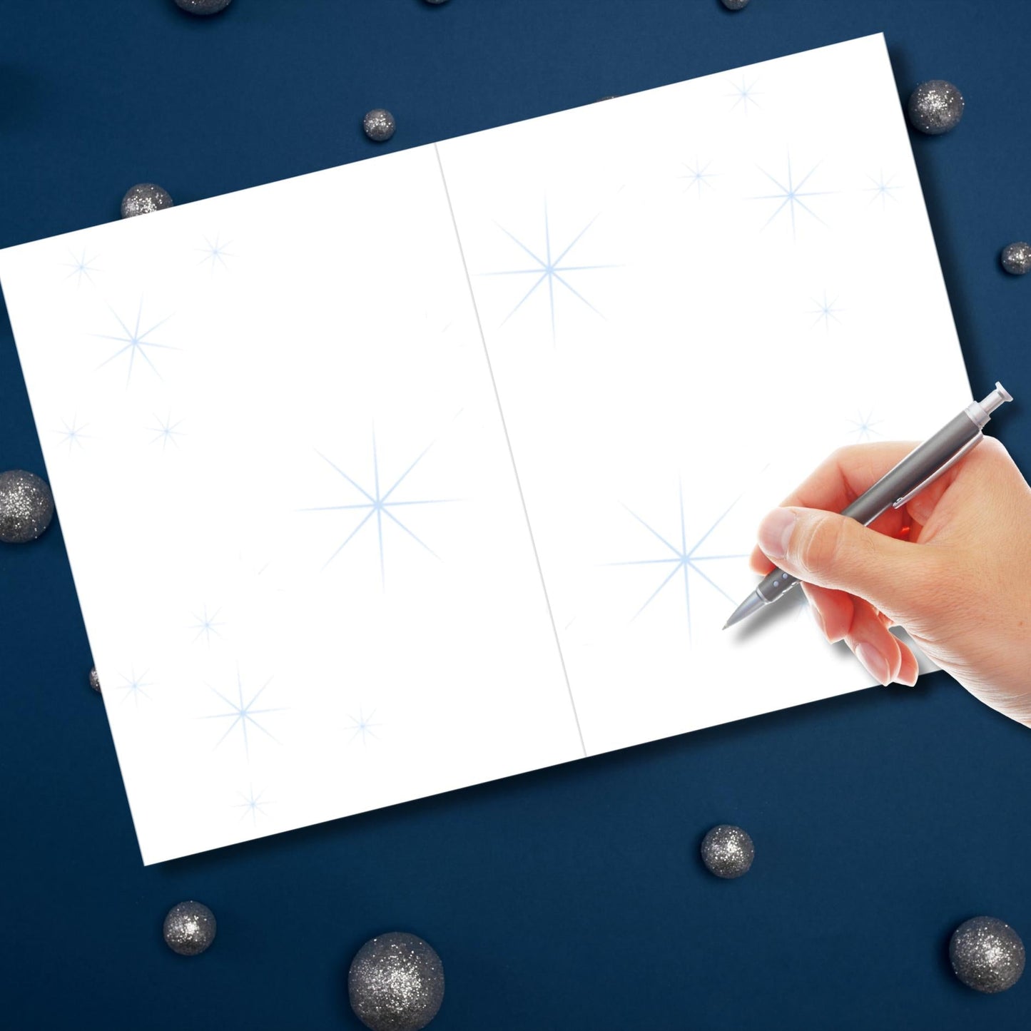 Snowflake Winter Greeting Card: Coquette Style Blue Bow Card, Seasonal Thinking Of You Card - JuzBecuzStationery