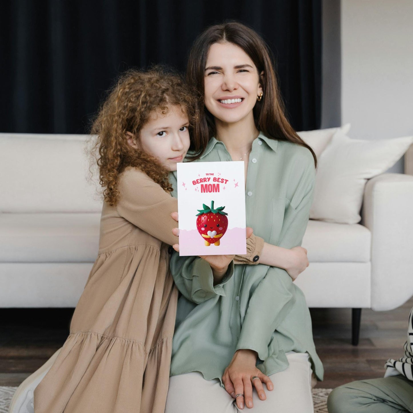 Strawberry Mom Card: Kawaii Punny Greeting Card - JuzBecuzStationery