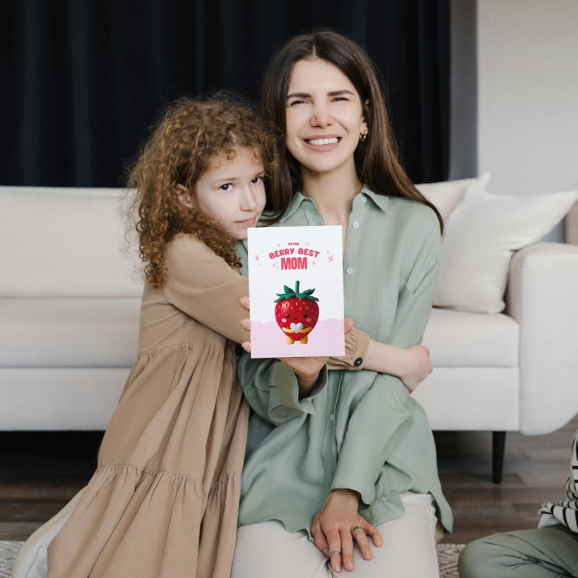 Strawberry Mom Card: Kawaii Punny Greeting Card - JuzBecuzStationery