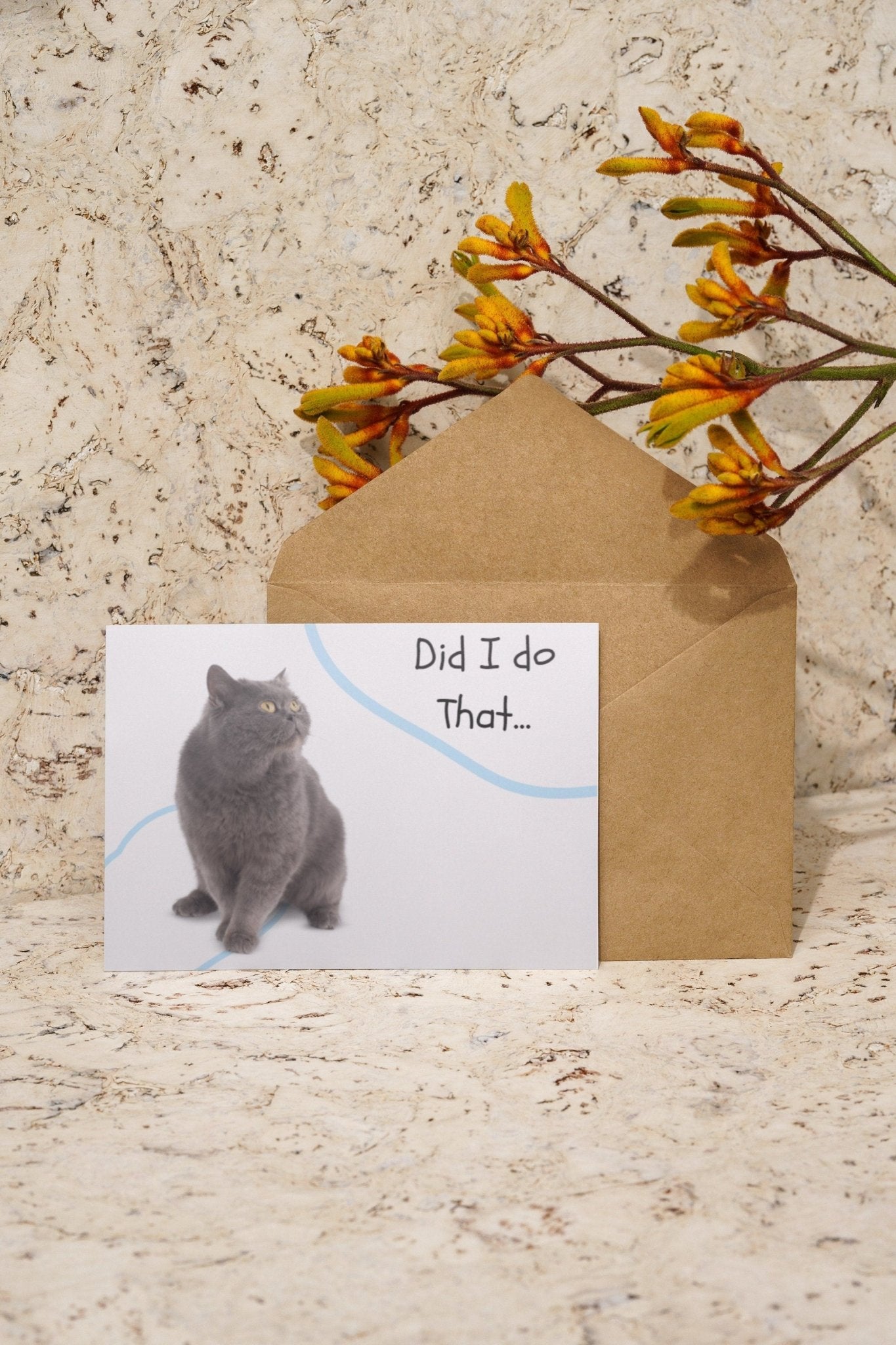 Sweet Cat Apology Card: 'Did I Do That?' Funny Pet Lover Note - JuzBecuzStationery