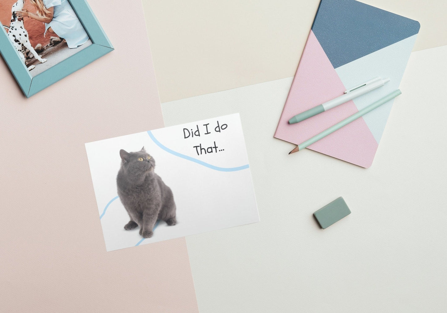 Sweet Cat Apology Card: 'Did I Do That?' Funny Pet Lover Note - JuzBecuzStationery