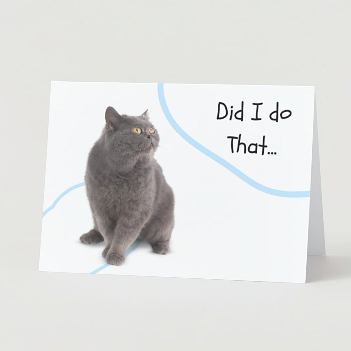 Sweet Cat Apology Card: 'Did I Do That?' Funny Pet Lover Note - JuzBecuzStationery