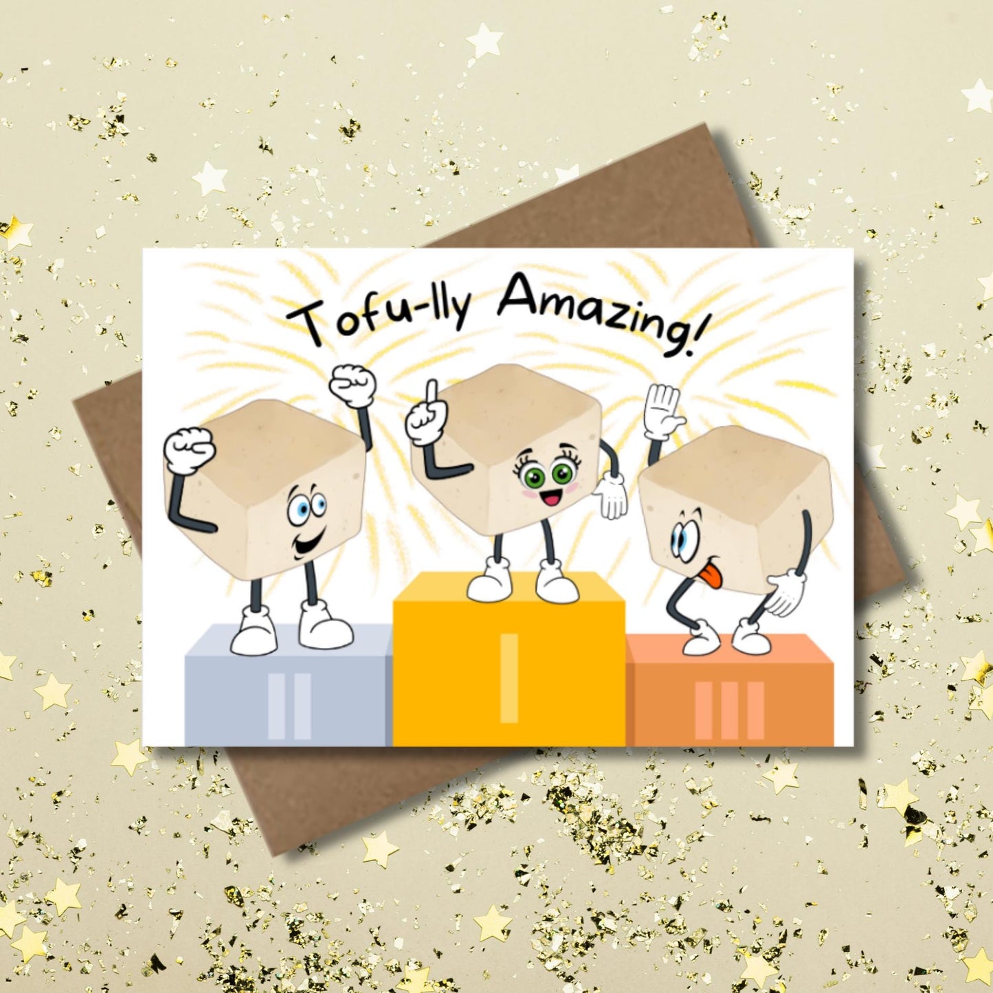 Tofu Pun Encouragement Card, Tofu - lly Amazing Note Card, Asian Food Card, Fun Vegan Inspired Appreciation Card, Tofu Lover Thank You Card - JuzBecuzStationery