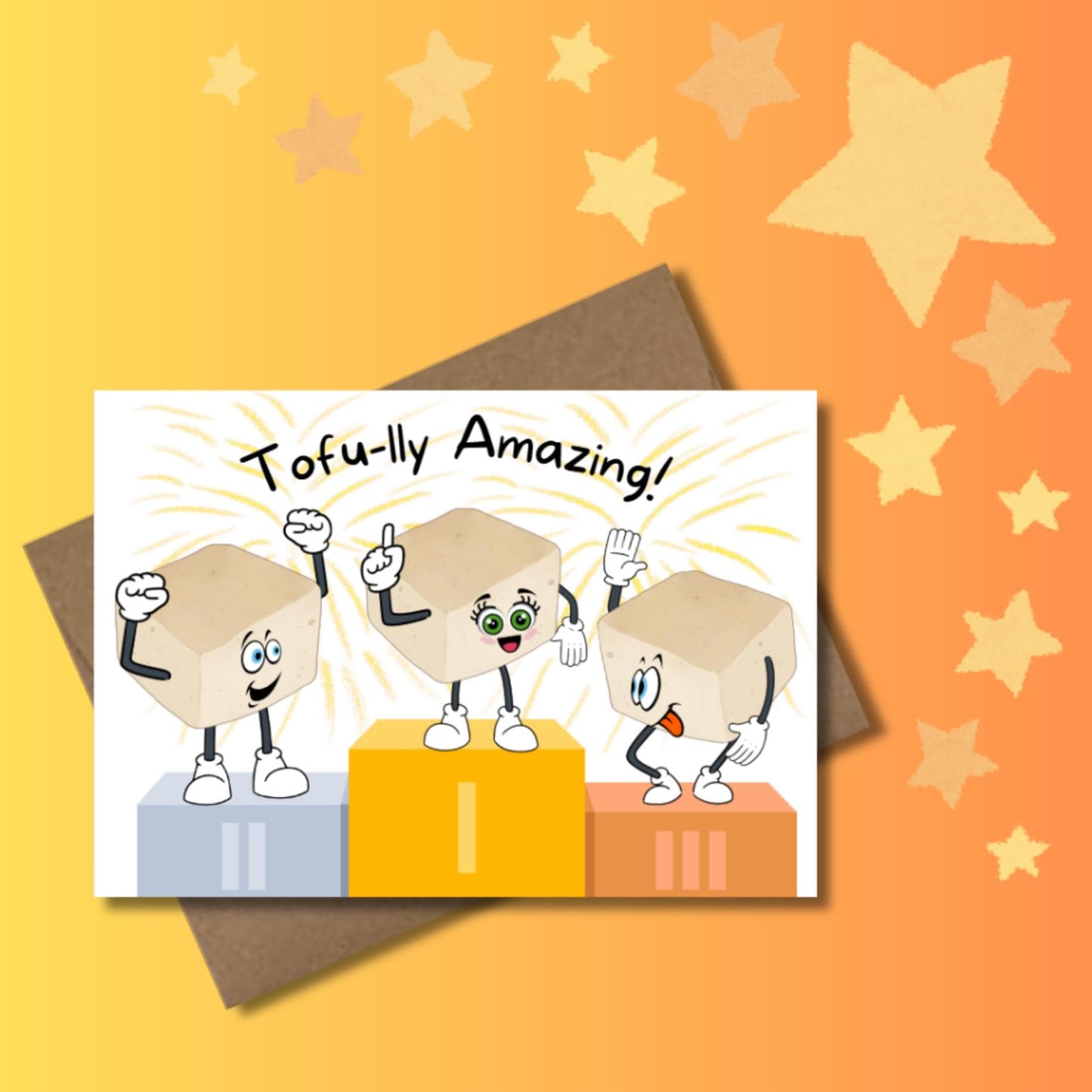 Tofu Pun Encouragement Card, Tofu - lly Amazing Note Card, Asian Food Card, Fun Vegan Inspired Appreciation Card, Tofu Lover Thank You Card - JuzBecuzStationery