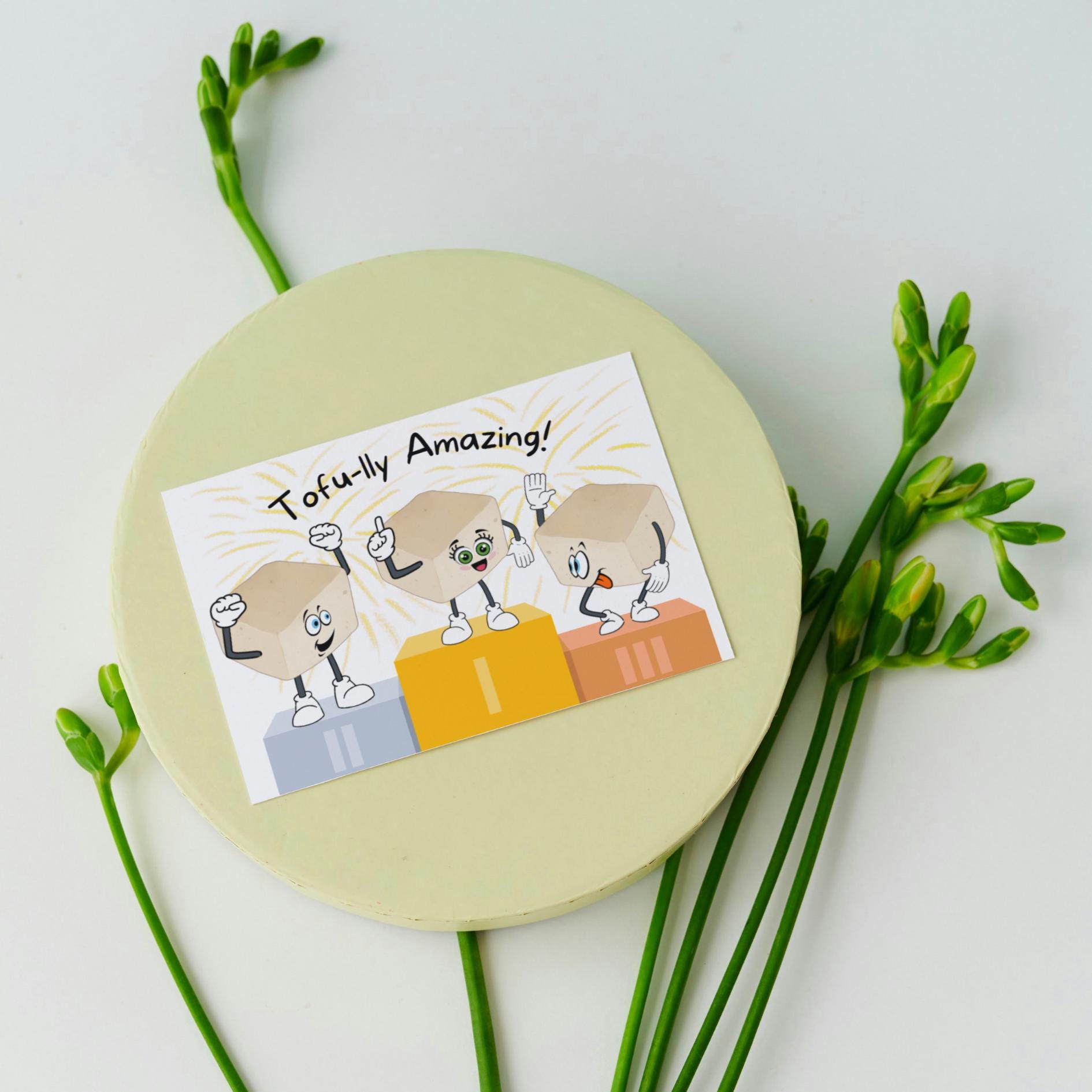 Tofu Pun Encouragement Card, Tofu - lly Amazing Note Card, Asian Food Card, Fun Vegan Inspired Appreciation Card, Tofu Lover Thank You Card - JuzBecuzStationery