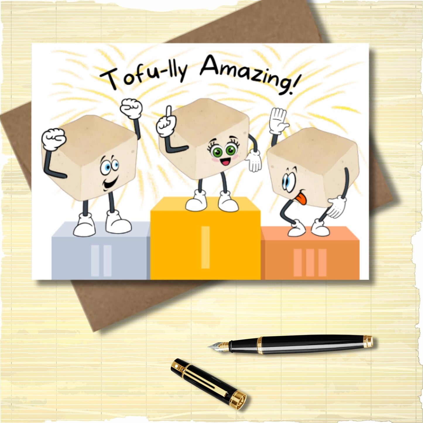 Tofu Pun Encouragement Card, Tofu - lly Amazing Note Card, Asian Food Card, Fun Vegan Inspired Appreciation Card, Tofu Lover Thank You Card - JuzBecuzStationery