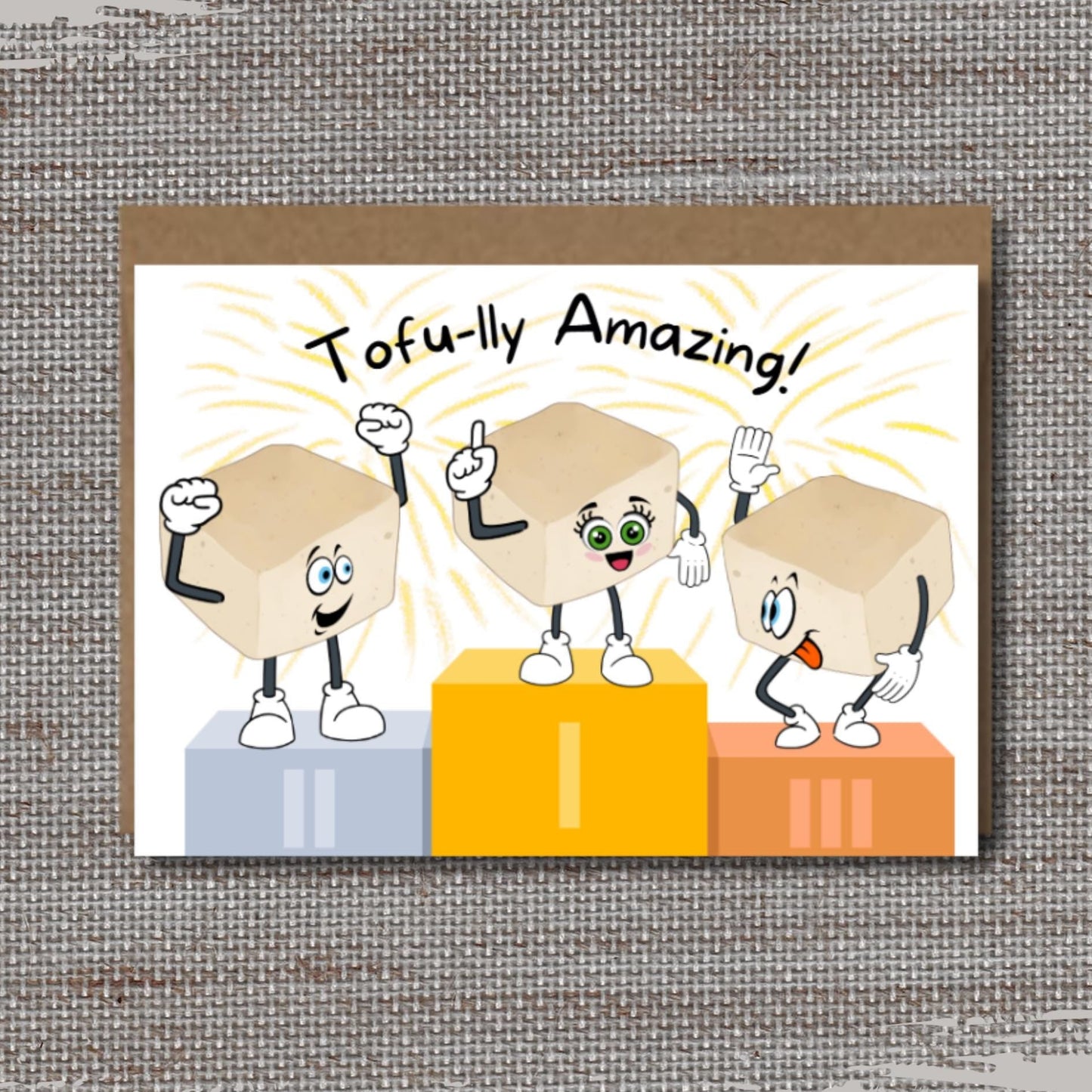 Tofu Pun Encouragement Card, Tofu - lly Amazing Note Card, Asian Food Card, Fun Vegan Inspired Appreciation Card, Tofu Lover Thank You Card - JuzBecuzStationery
