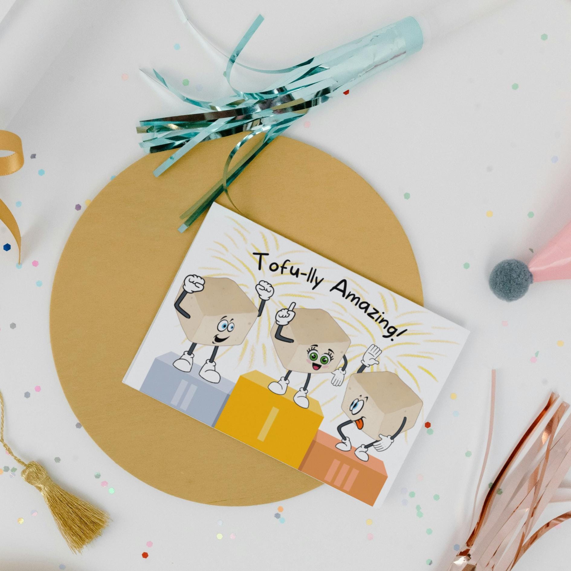 Tofu Pun Encouragement Card, Tofu - lly Amazing Note Card, Asian Food Card, Fun Vegan Inspired Appreciation Card, Tofu Lover Thank You Card - JuzBecuzStationery