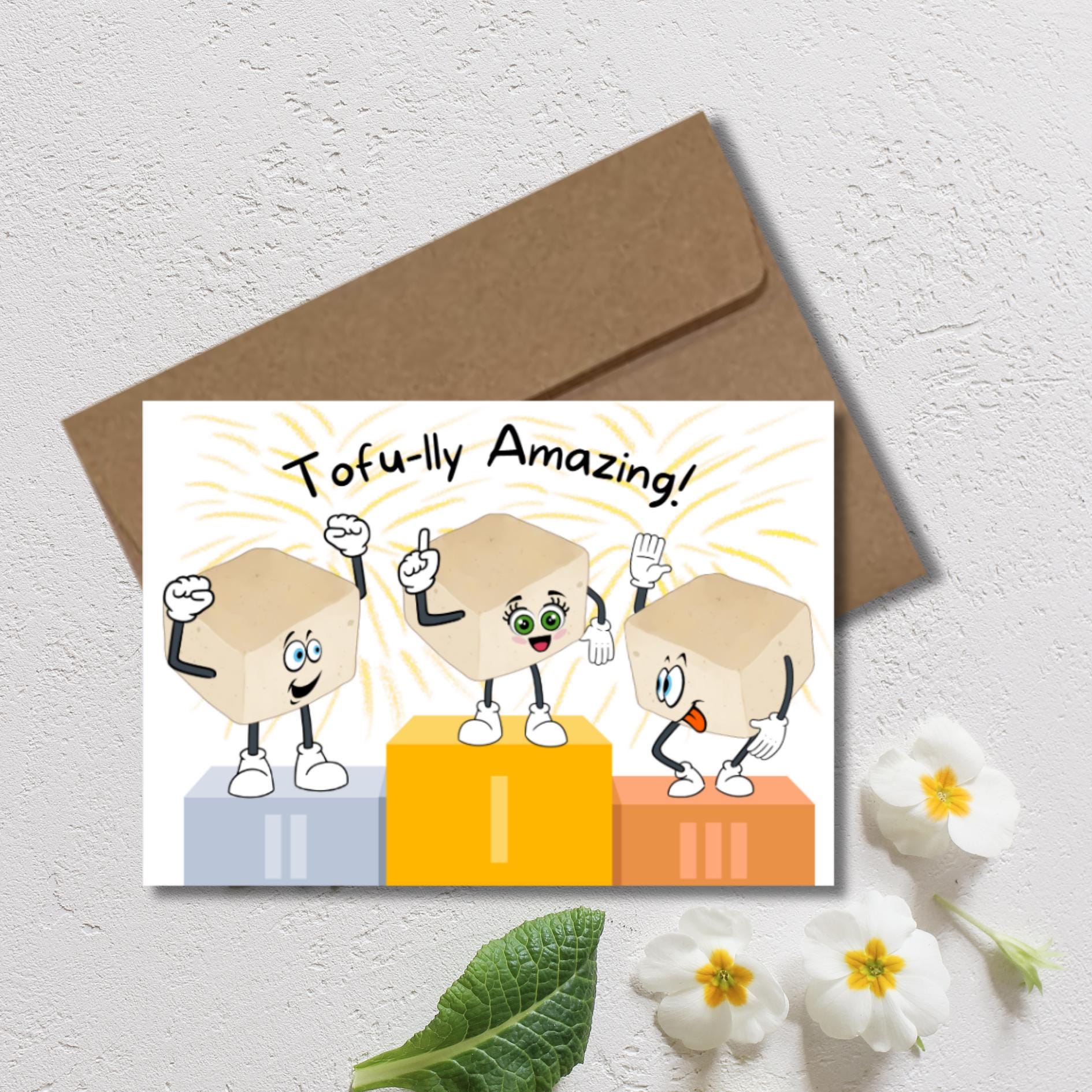Tofu Pun Encouragement Card, Tofu - lly Amazing Note Card, Asian Food Card, Fun Vegan Inspired Appreciation Card, Tofu Lover Thank You Card - JuzBecuzStationery